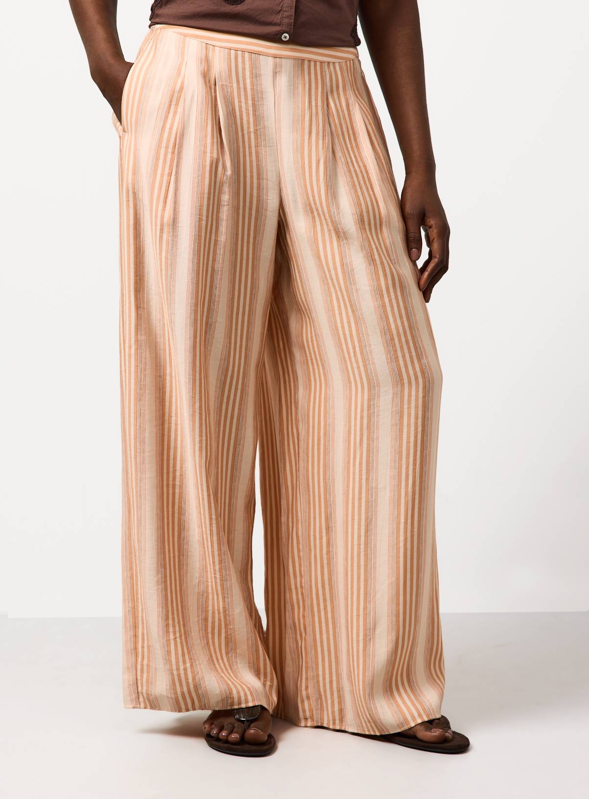 Light Orange Stripe Wide Leg Trousers 12 - Image 2